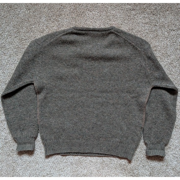 VTG Hepworths Mens Size M 100% Shetland Wool Sweater Olive Brown Natural - Picture 4 of 12